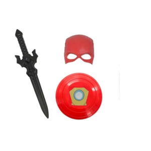 XIS0331 MASCARA COM ESCUDO + ESPADA VERMELHO NA CARTELA