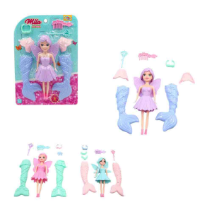 WB12342 BONECA MILA FADA SEREIA C/ACESS.SRT MODELO 7PCS WELLKIDS
