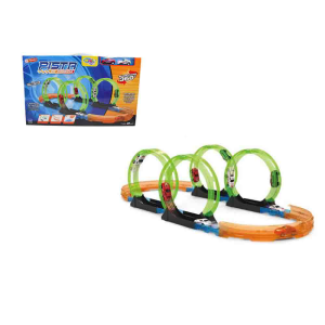 WB12223 PISTA DE CORRIDA COM CARRINHO A FRICCAO 4 LOOP 360 FOUR LAPS 32 PCS WELLKIDS