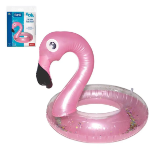 WS7812 BOIA INFLAVEL CIRCULAR COM GLITTER FLAMINGO 58CM