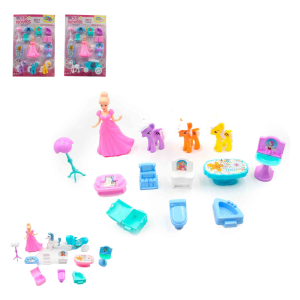 WB12301 KIT MOVEIS COM PRINCESA E ANIMAL MAGIC HOUSE 11PCS