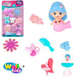 WB12420 KIT BELEZA INFANTIL COM BONECA SEREIA + PENTE E ACESSORIOS GLAMOUR 8 PECAS