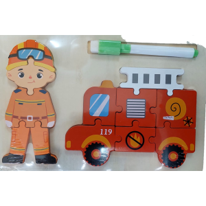 TK-AB8800 BRINQUEDO CONJUNTO INTERATIVO (P/ ENCAIXE) DE MADEIRA BOMBEIRO