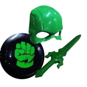 XIS0331 MASCARA COM ESCUDO + ESPADA VERDE NA CARTELA